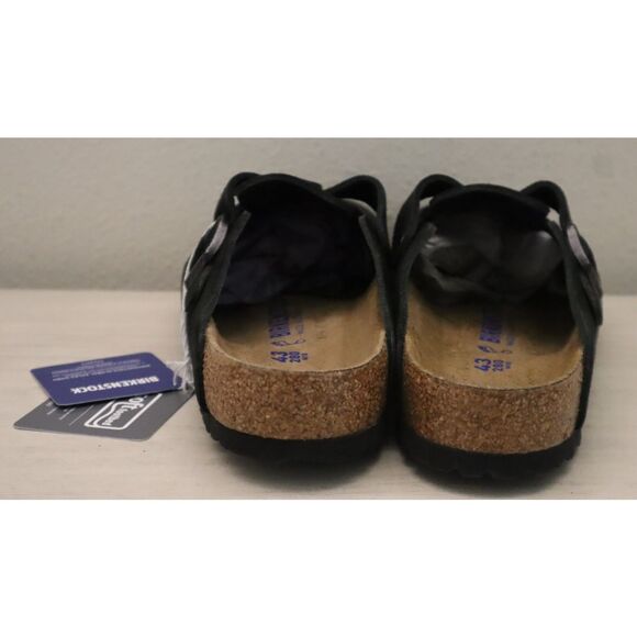 Birkenstock 0660471 Men's Sz 43 US 10 Black Suede Boston Soft Footbed Clogs - Picture 4 of 15